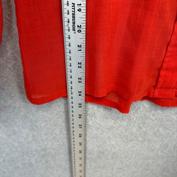 Vintage Loubella Extendables Blouse Womens Size 10/11 Red Sheer Red Button Up - Picture 14 of 15